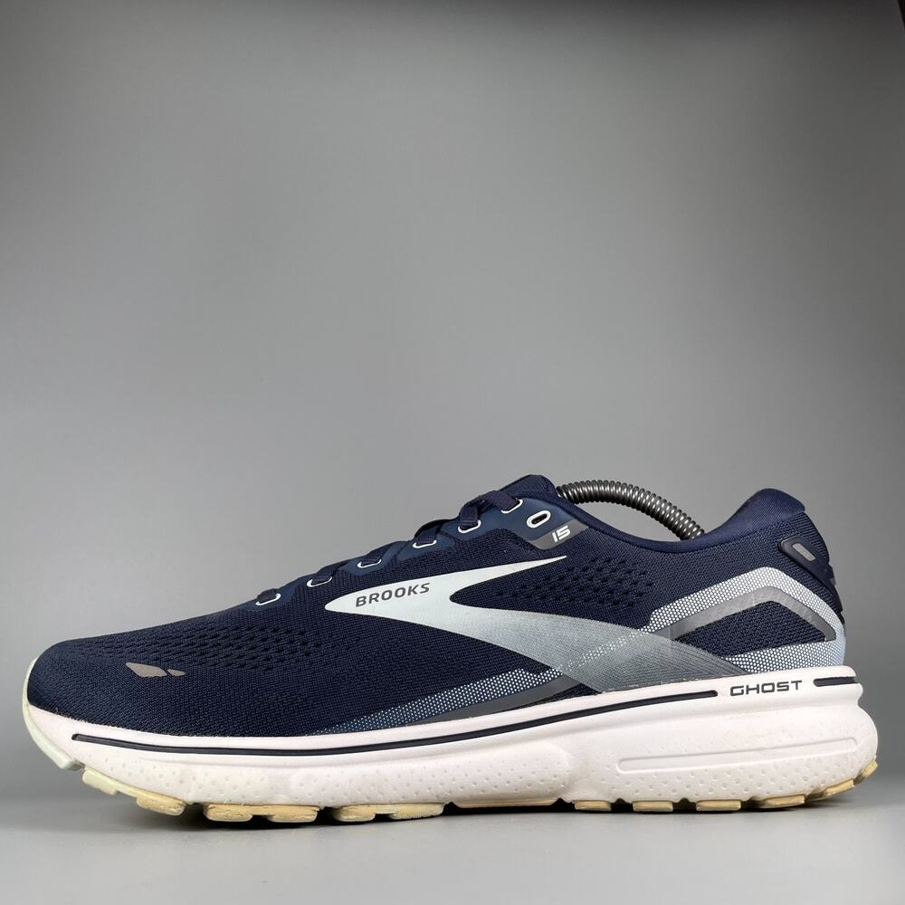Women's 12 Men's 10.5 Brooks Ghost 15 Navy Blue Running Shoe Athletic Sneakers